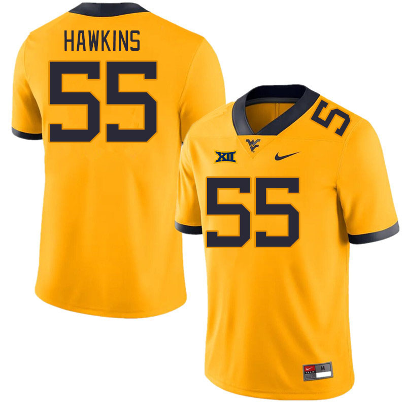 Men #55 Davoan Hawkins West Virginia Mountaineers College Football Jerseys Stitched Sale-Gold